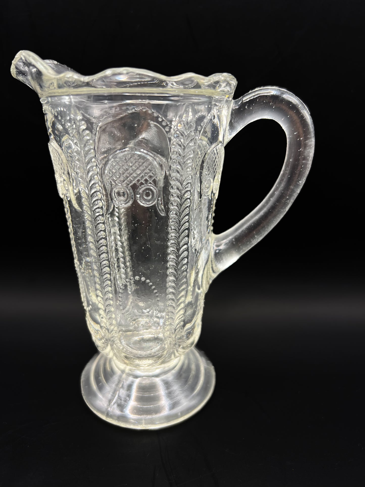 Vintage Depression Glass Owl & Feather Jug by Australian Crown Crystal - No Lid