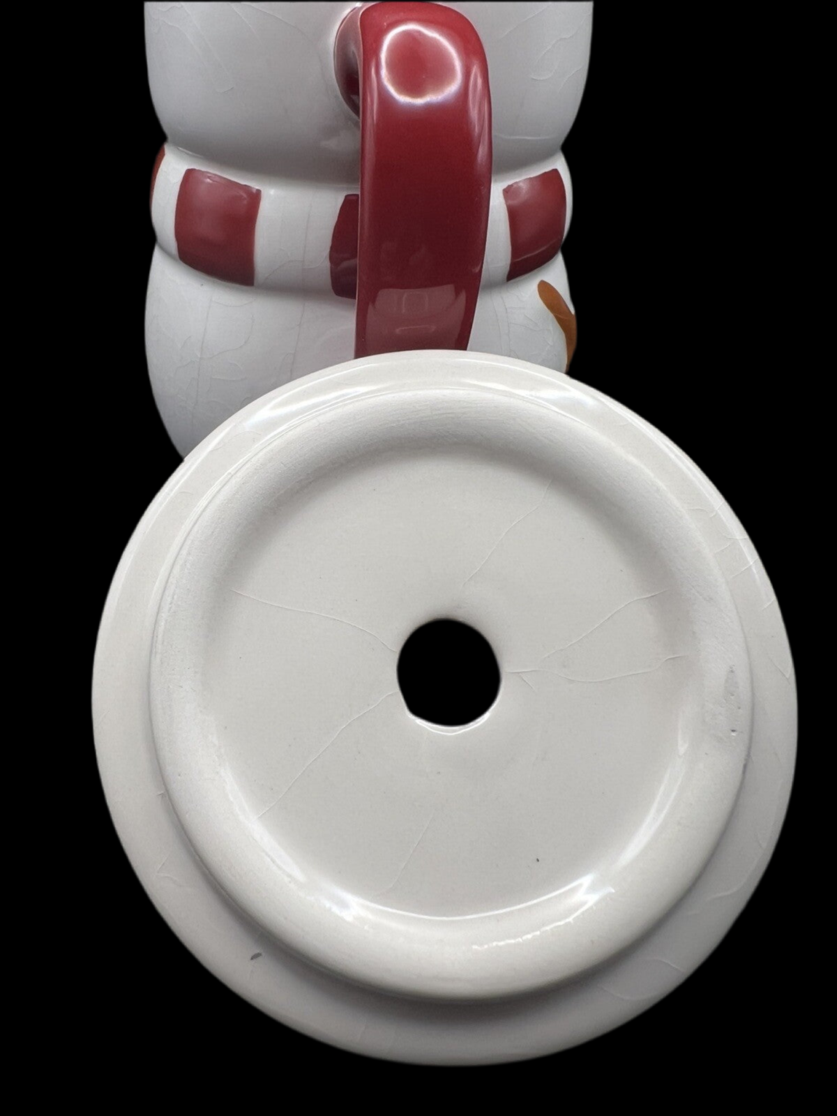 Novelty Ceramic Snowman Mug with Lid and Steam Holes