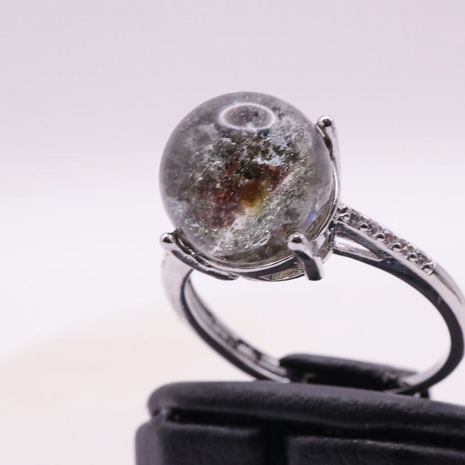 Garden Quartz Adjustable Ring ~ Green, Auburn & Orange | #2