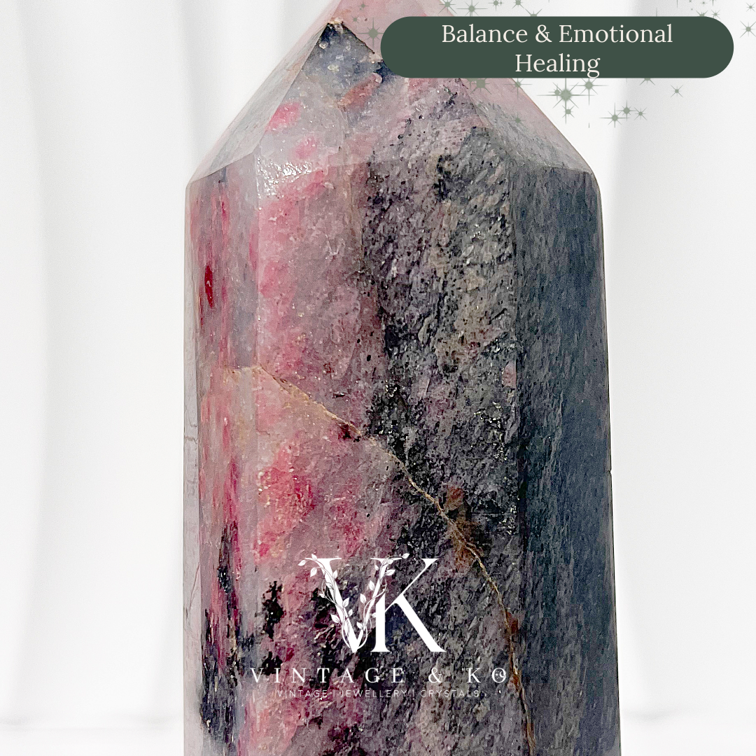 Madagascan Rhodonite with Quartz Tower | Large Size (Approx 16cm) 830-890g