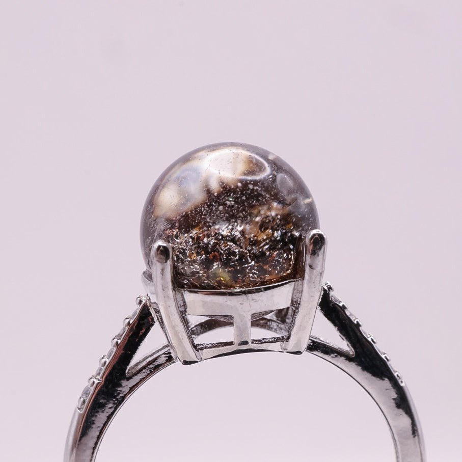 Garden Quartz Adjustable Ring ~ Dark Brown, Orange & Yellow | #7