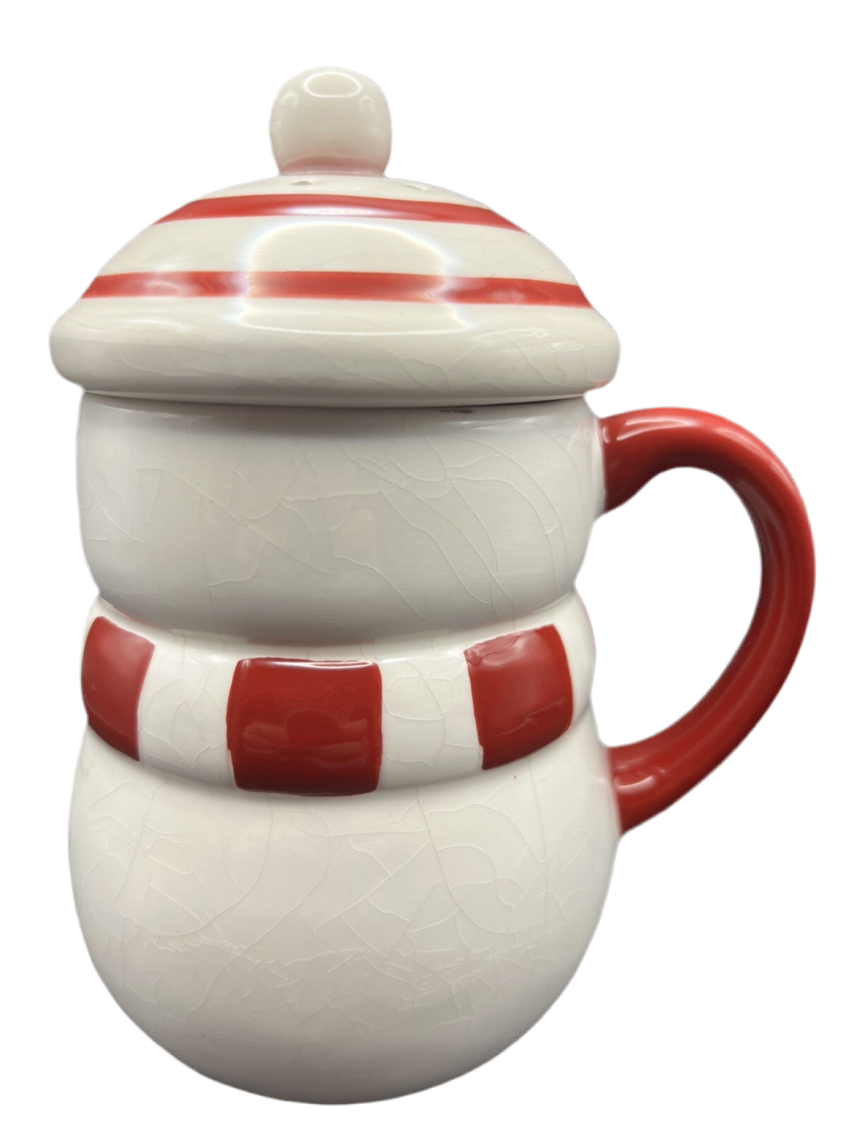 Novelty Ceramic Snowman Mug with Lid and Steam Holes