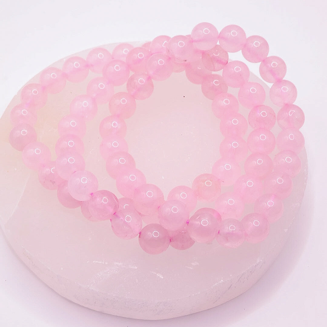 Rose Quartz 8mm Beaded Crystal Bracelet