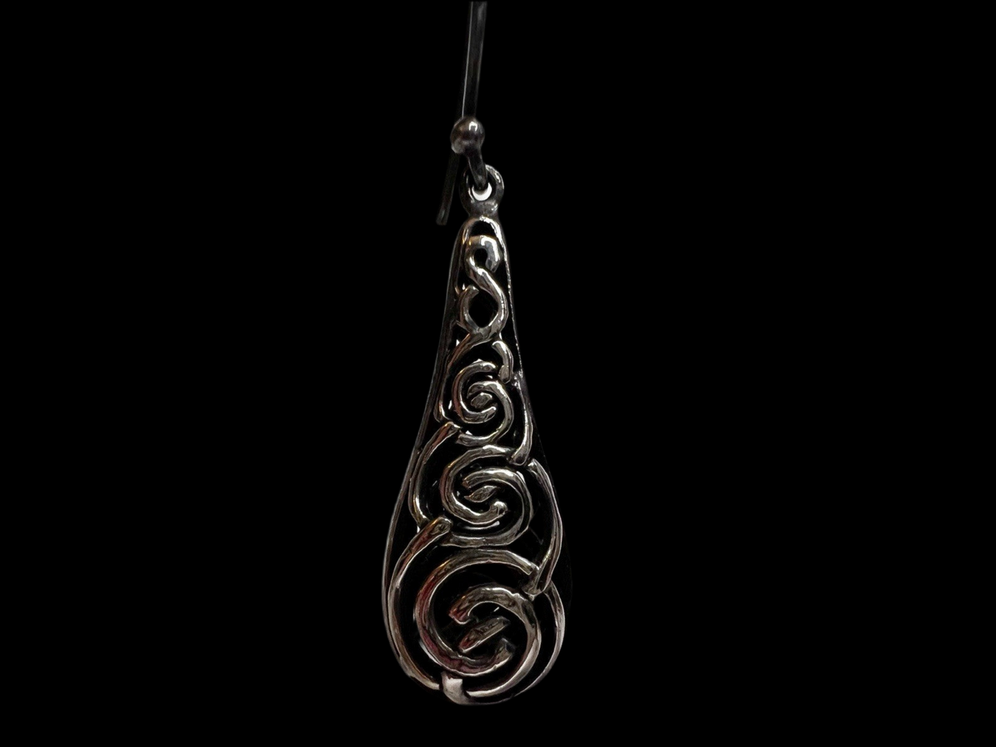 925 Marked Sterling Silver Dangle Drop Earrings, Celtic Metal Design