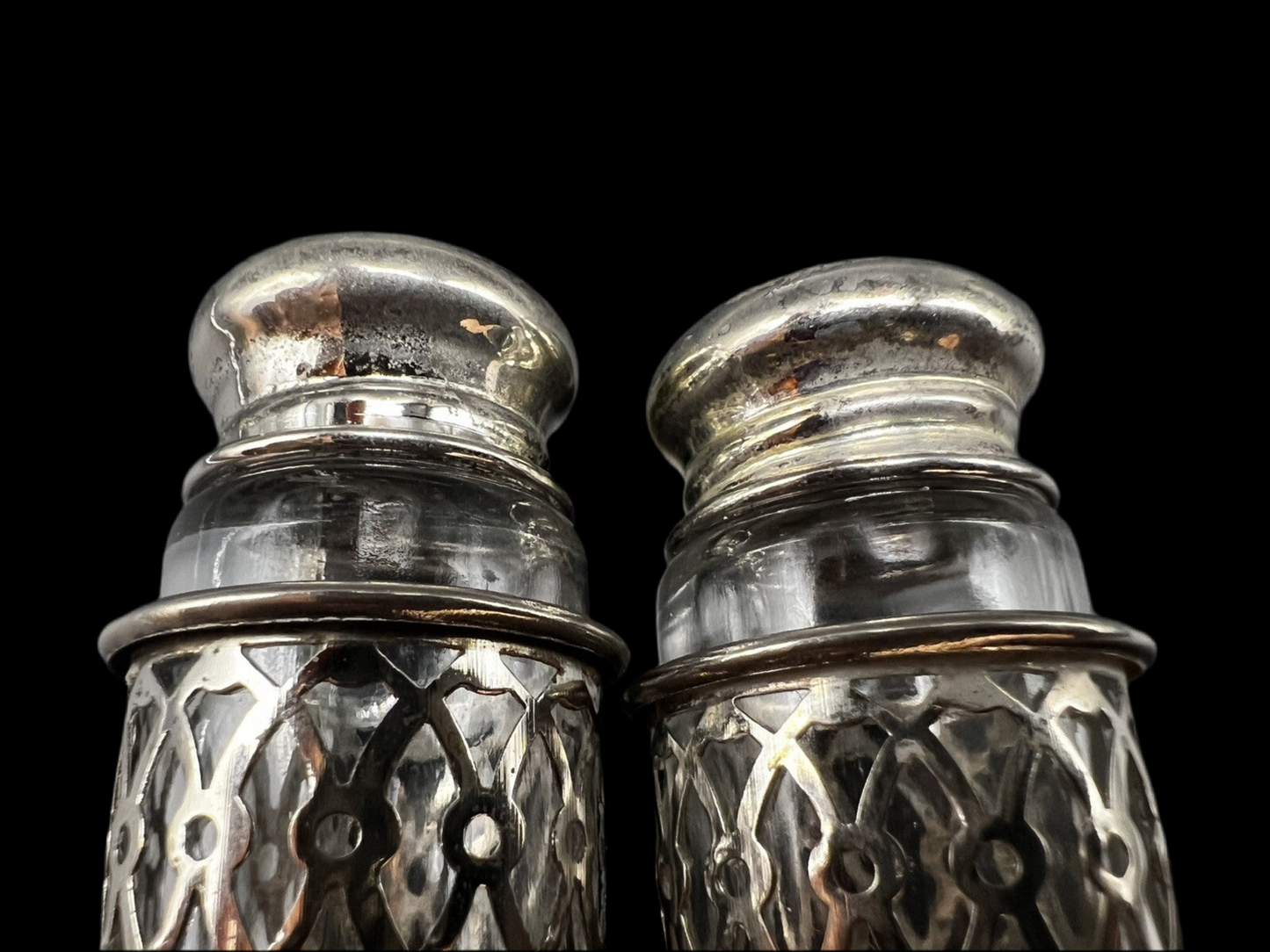 Vintage Japanese Glass and Metal Salt & Pepper Shakers