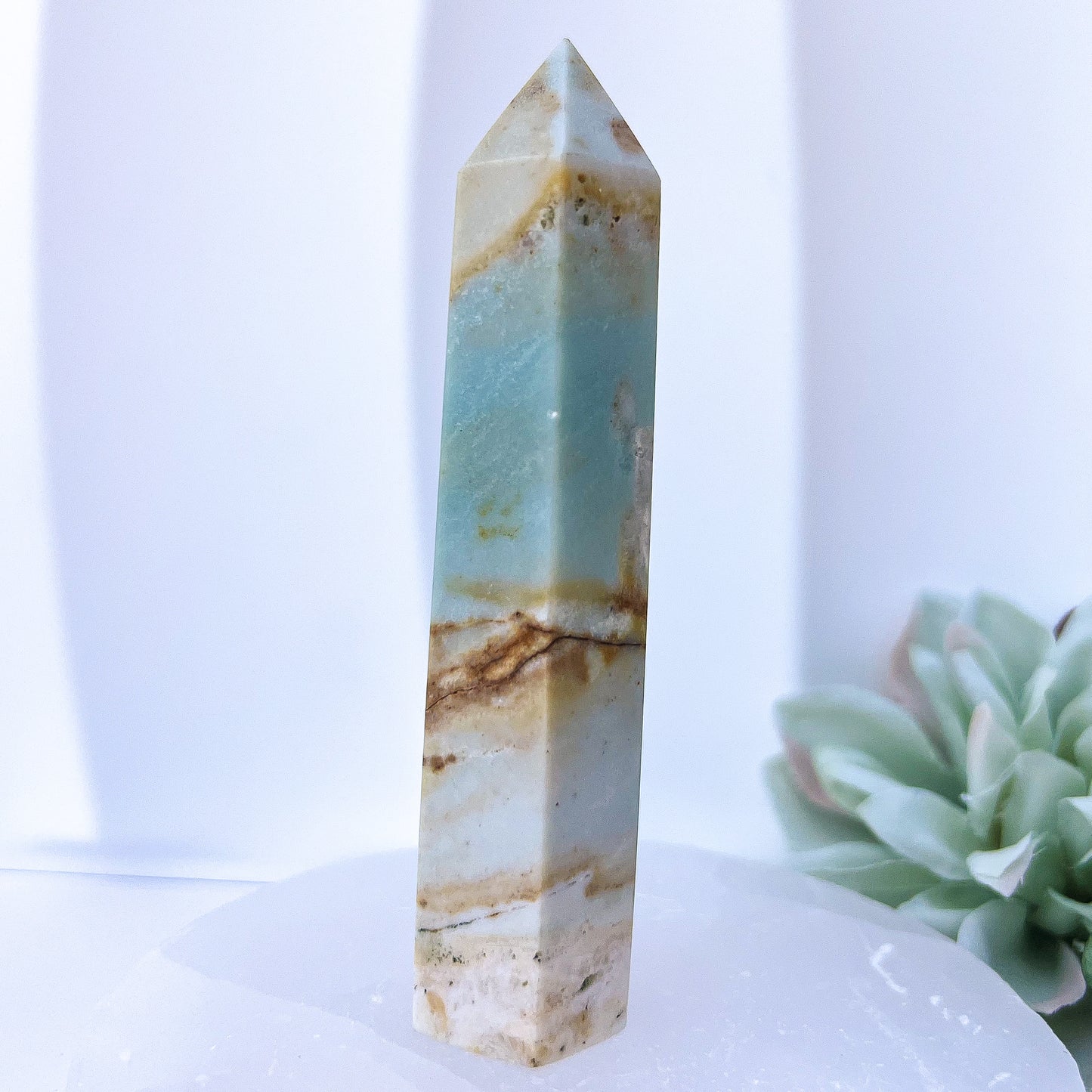 Sky Blue Quartz (Chalcedony) Crystal Point Small 9.5cm || #4 (90g)