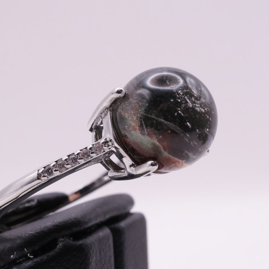 Garden Quartz Adjustable Ring ~ Dark Green & Auburn | #3