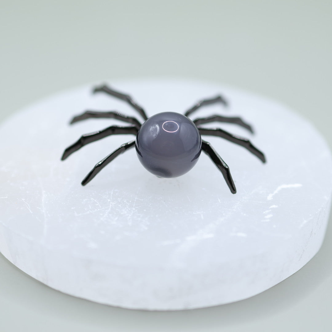 Spooky UV Reactive Volcano Agate Crystal Spider