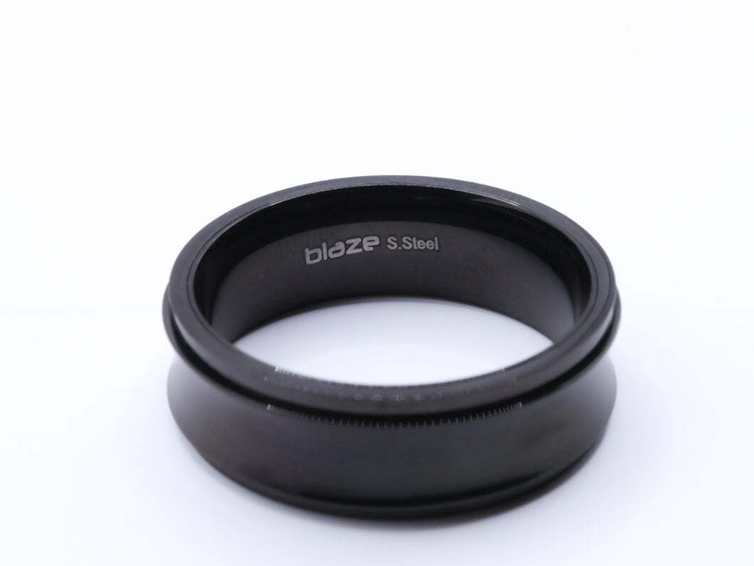 Mens black stainless steel rotating fidget ring