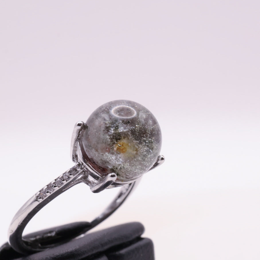 Garden Quartz Adjustable Ring ~ Green, Auburn & Orange | #2