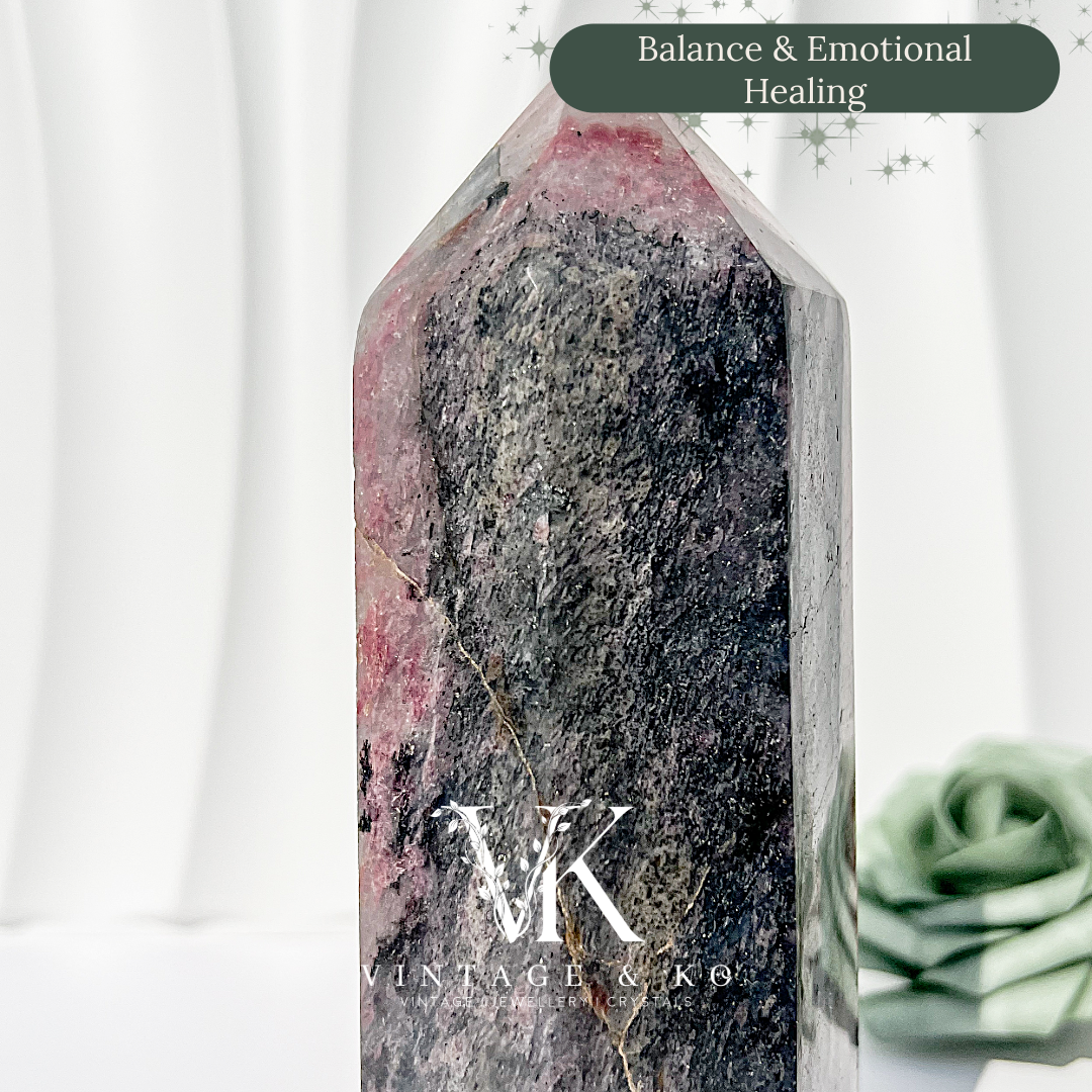 Madagascan Rhodonite with Quartz Tower | Large Size (Approx 16cm) 830-890g