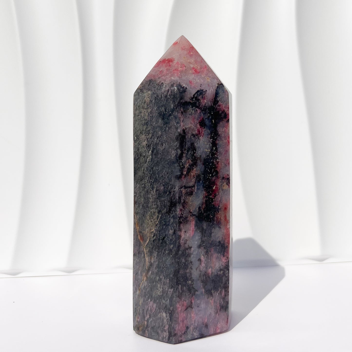 Madagascan Rhodonite with Quartz Tower | Large Size (Approx 16cm) 830-890g