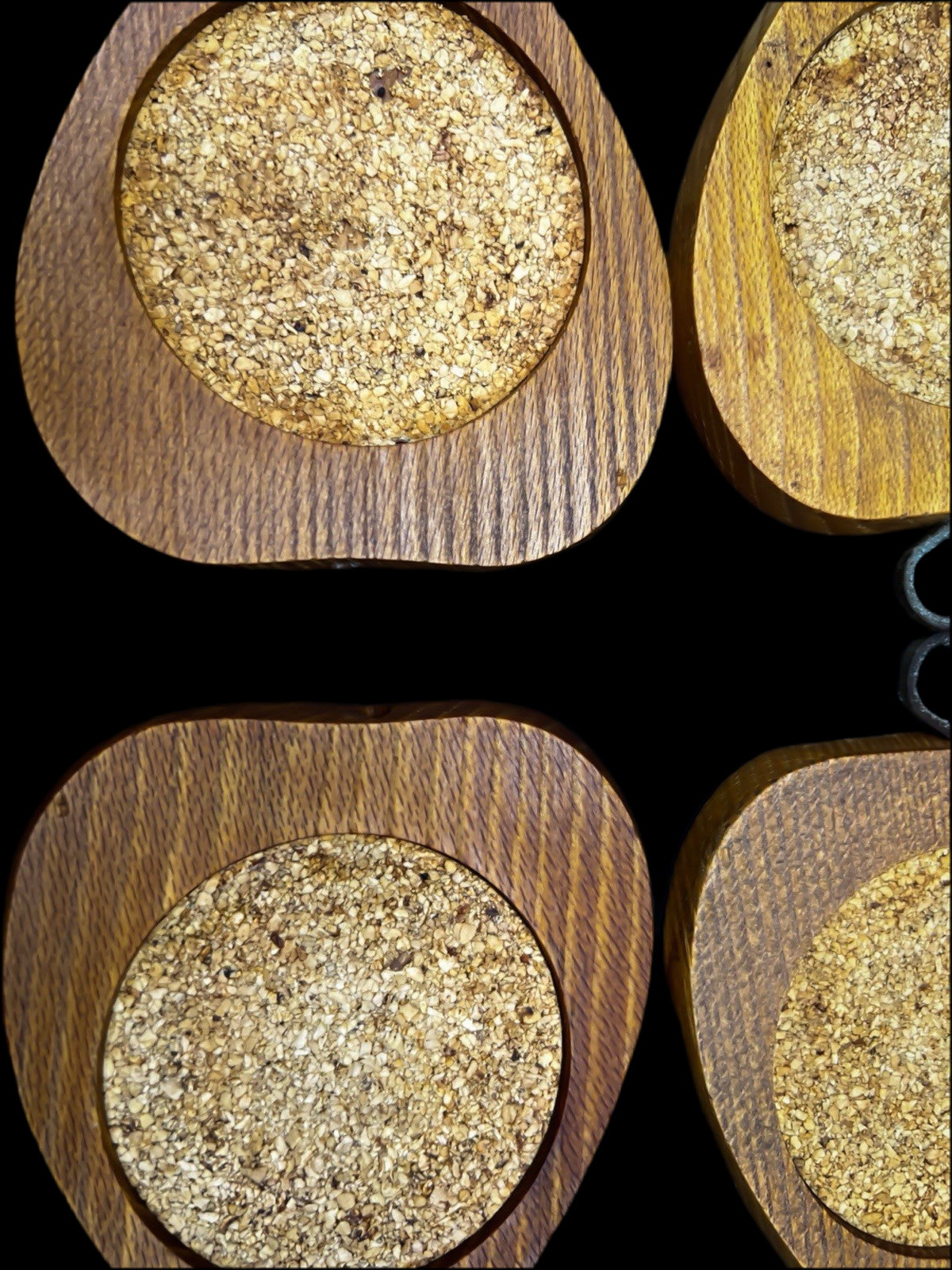 Rustic Wooden Apple Coasters Set of 6, Cork Backed With Leather Strap and Stand