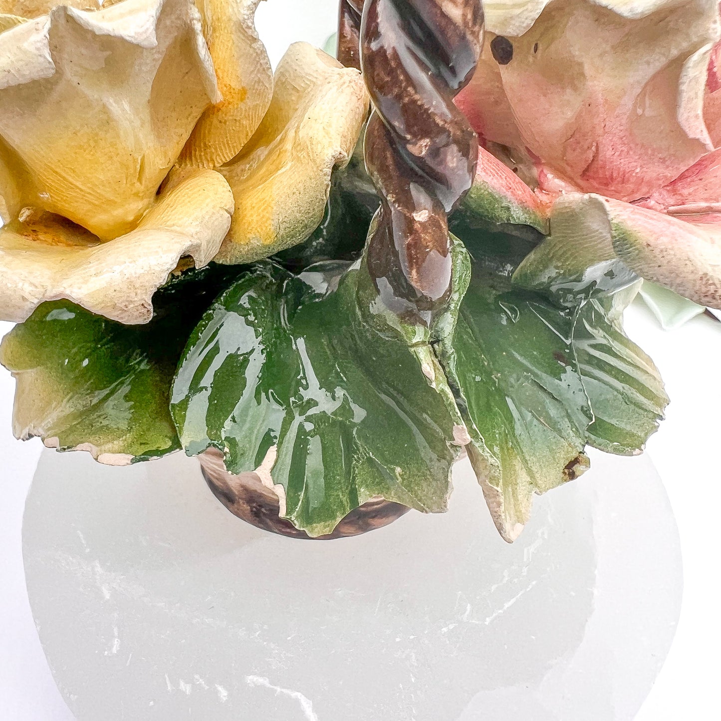 Ceramic Capodimonte-Style Rose Basket