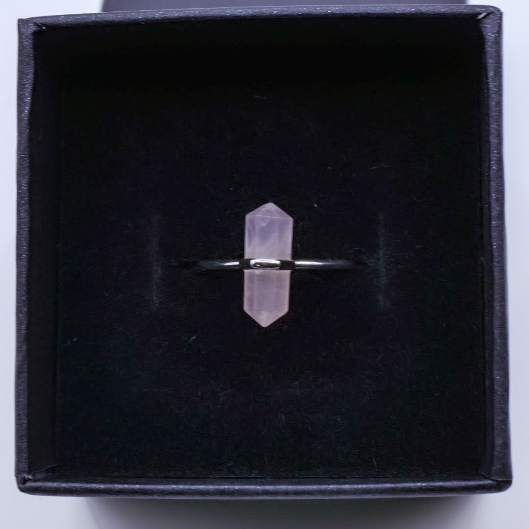 Minimalist 925 Quartz Crystal Ring – Rose or Clear Crystal – Gold or Silver Band – Sizes 5 to 7