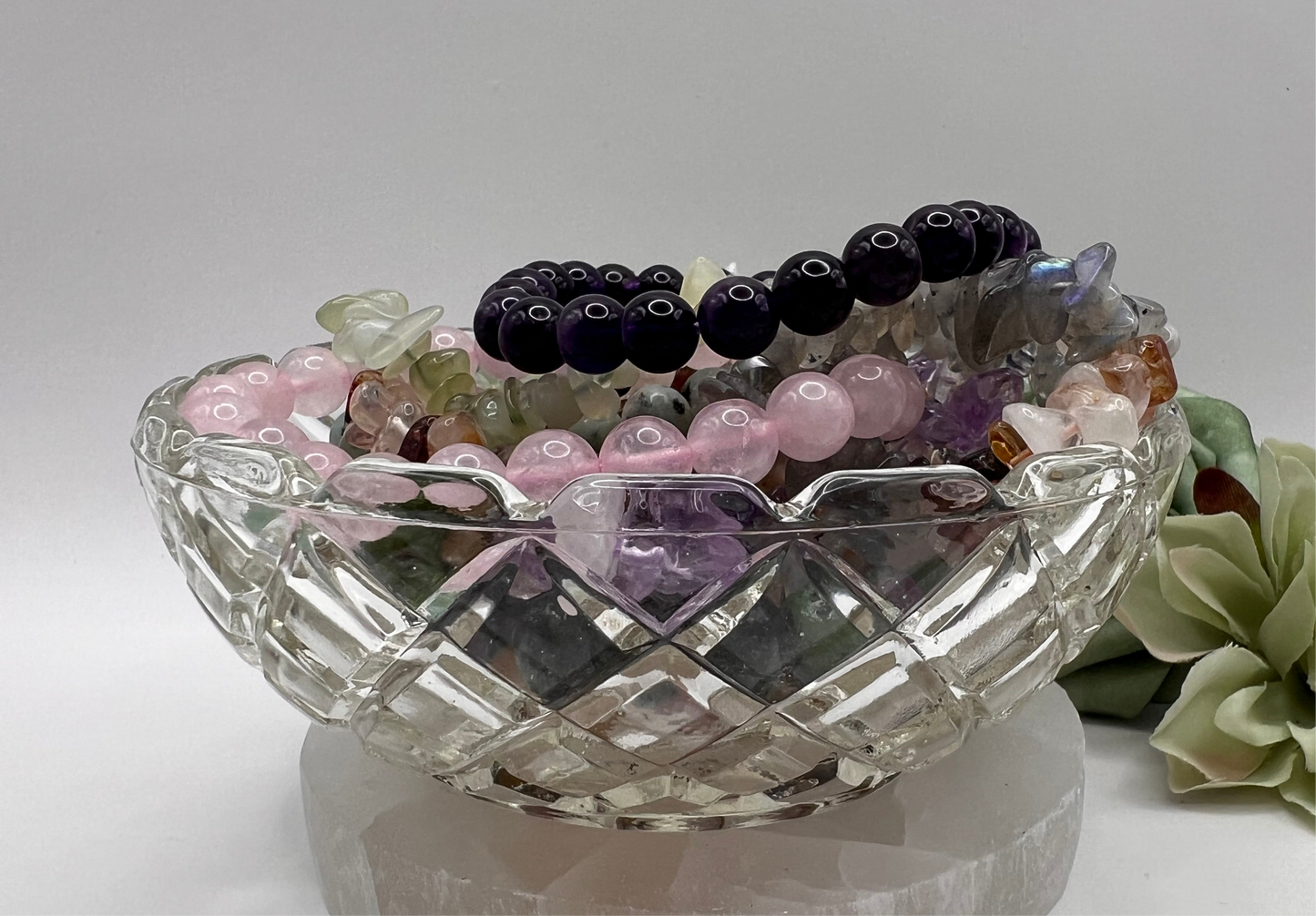 Vintage Diamond Cut Glass Trinket Bowl