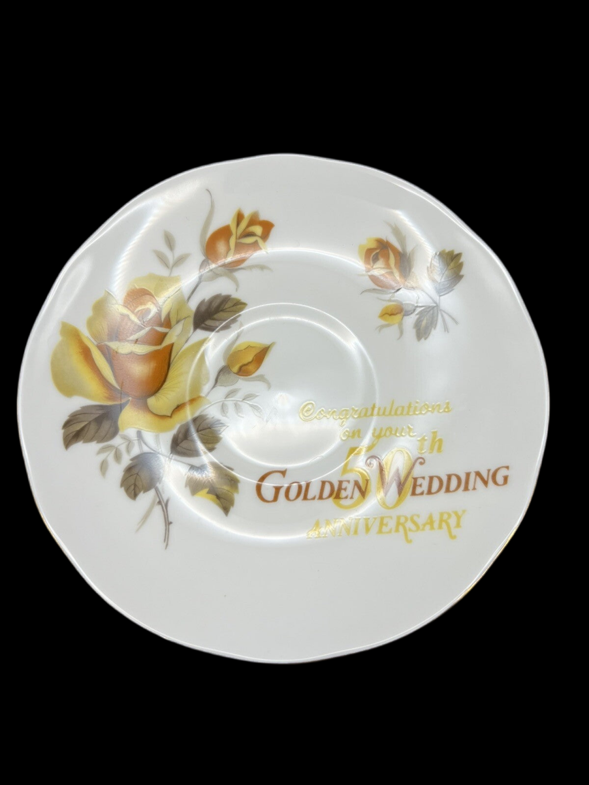 Duchess Bone China Tea Cup and Saucer 50th Anniversary Set with Yellow Roses
