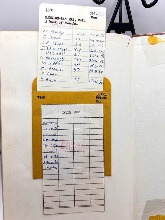 A Book of Dwarfs by Ruth Manning - Sanders | With Original Library Checkout Slip (1975–1984)