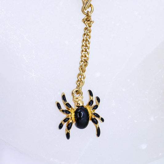 Gold and Black Spiderweb Pin with Spider