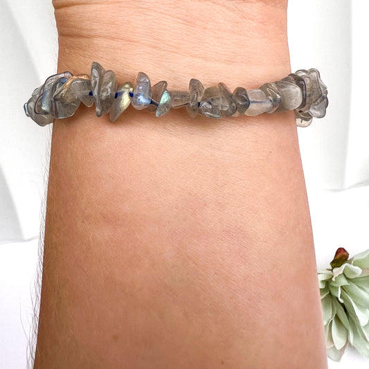 Labradorite Crystal Chip Stretch Bracelet