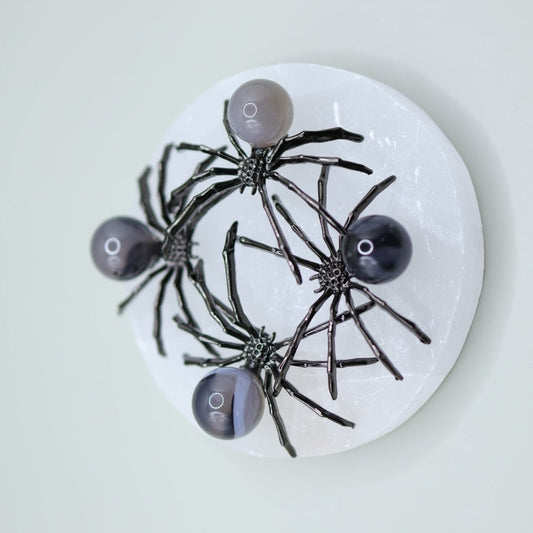 Spooky UV Reactive Volcano Agate Crystal Spider