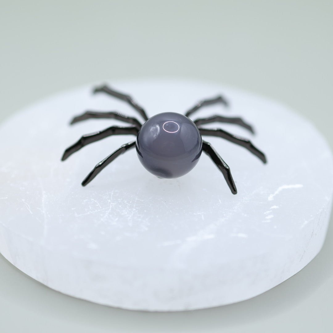 Spooky UV Reactive Volcano Agate Crystal Spider