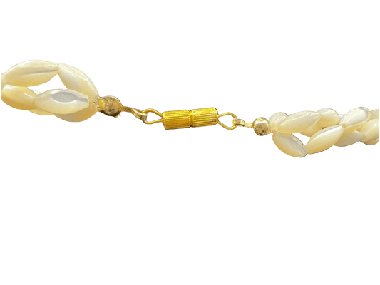 Vintage Jade & Coral Mother Of Pearl Twist Necklace