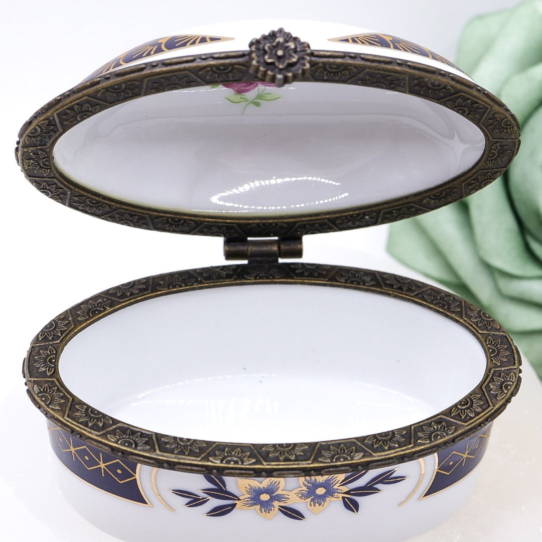 White Oval Porcelain Trinket Box