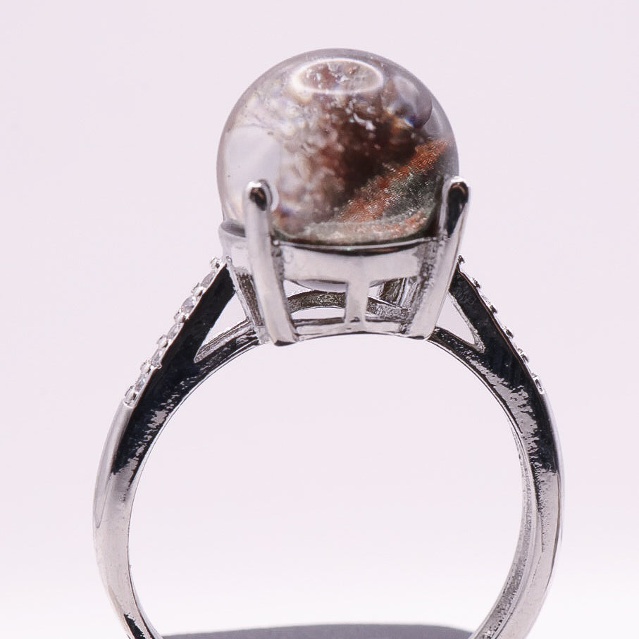 Garden Quartz Adjustable Ring ~ Dark Green & Auburn | #3