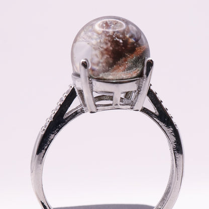 Garden Quartz Adjustable Ring ~ Dark Green & Auburn | #3