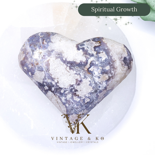 Purple Vug Agate Heart 146g Medium Size 8cm | #3