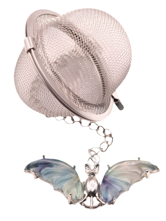 Whimsical Green Fluorite Bat Tea Infuser – Crystal Mesh Filter for Loose Leaf Tea