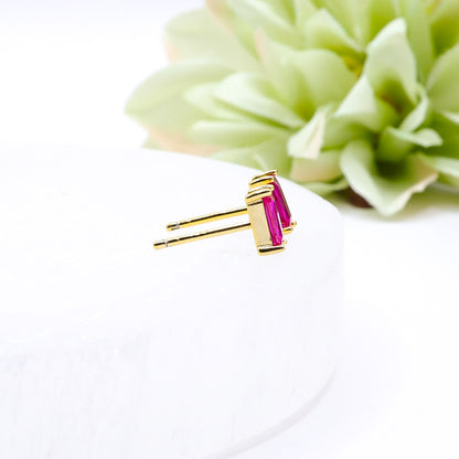 Hot Pink Rectangle Studs | .925 Sterling Silver