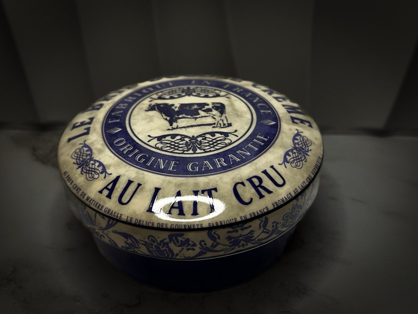 Gourmet Fine China Cheese Dish, French Country Ceramic Cheese Baker with Lid