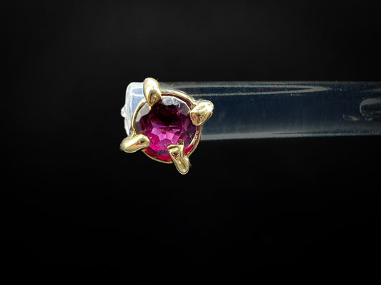 10kt Gold-plated 5mm Stud Earrings With Purple/Pink Stone, Elegant Jewellery