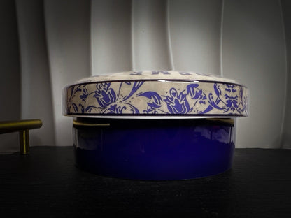 Gourmet Fine China Cheese Dish, French Country Ceramic Cheese Baker with Lid