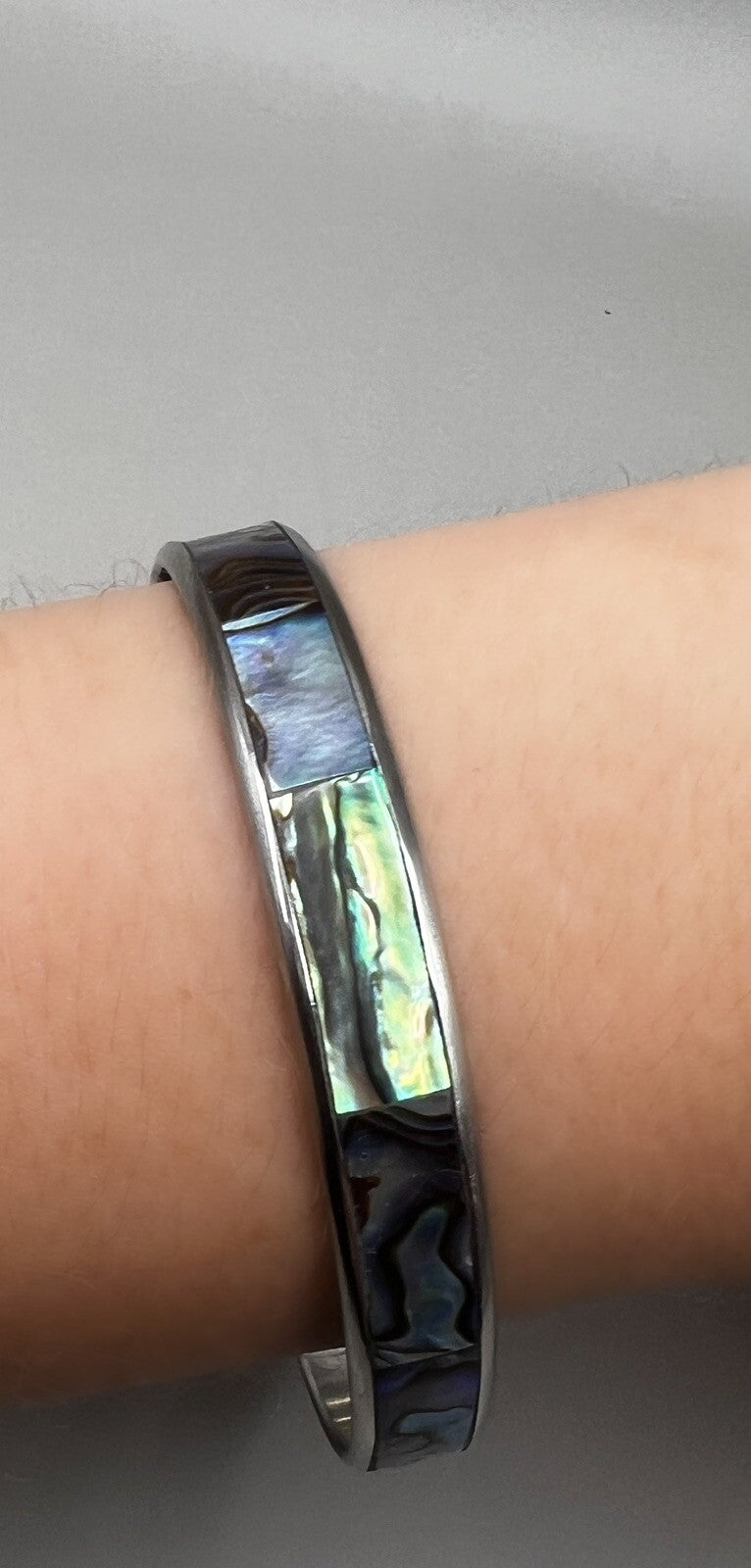 Abalone Jewellery Set Metal Bangle And Vivid  Stud Earrings, Coastal Accessories