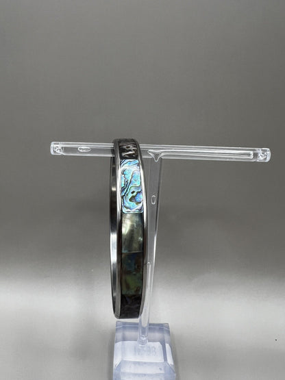 Abalone Jewellery Set Metal Bangle And Vivid  Stud Earrings, Coastal Accessories