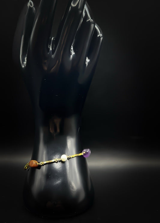 Minimalist Gold-tone Bracelet With Polished Gemstones