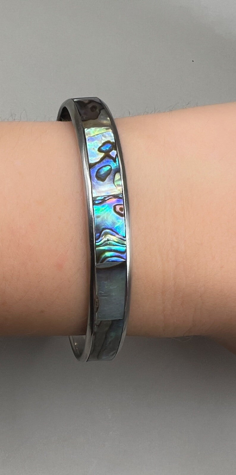 Abalone Jewellery Set Metal Bangle And Vivid  Stud Earrings, Coastal Accessories
