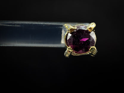 10kt Gold-plated 5mm Stud Earrings With Purple/Pink Stone, Elegant Jewellery