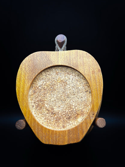 Rustic Wooden Apple Coasters Set of 6, Cork Backed With Leather Strap and Stand