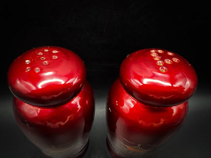 Red Temple Japanese Shakers, Vintage Asian Inspired Kitchen Tableware