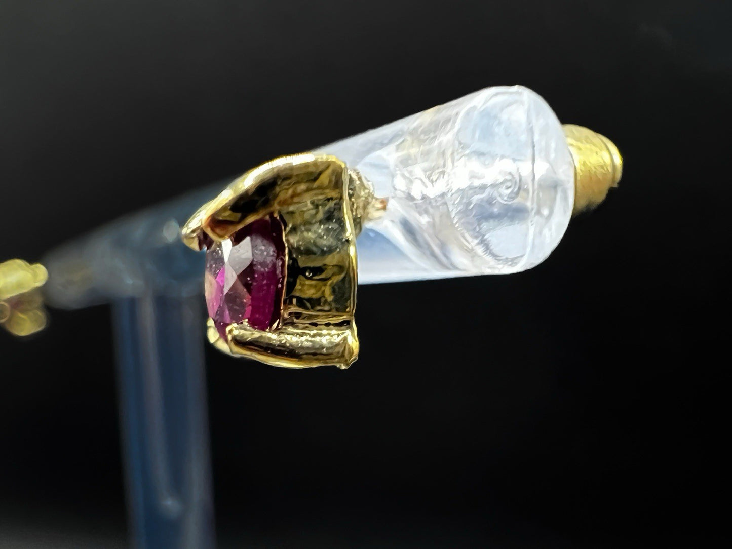 10kt Gold-plated 5mm Stud Earrings With Purple/Pink Stone, Elegant Jewellery