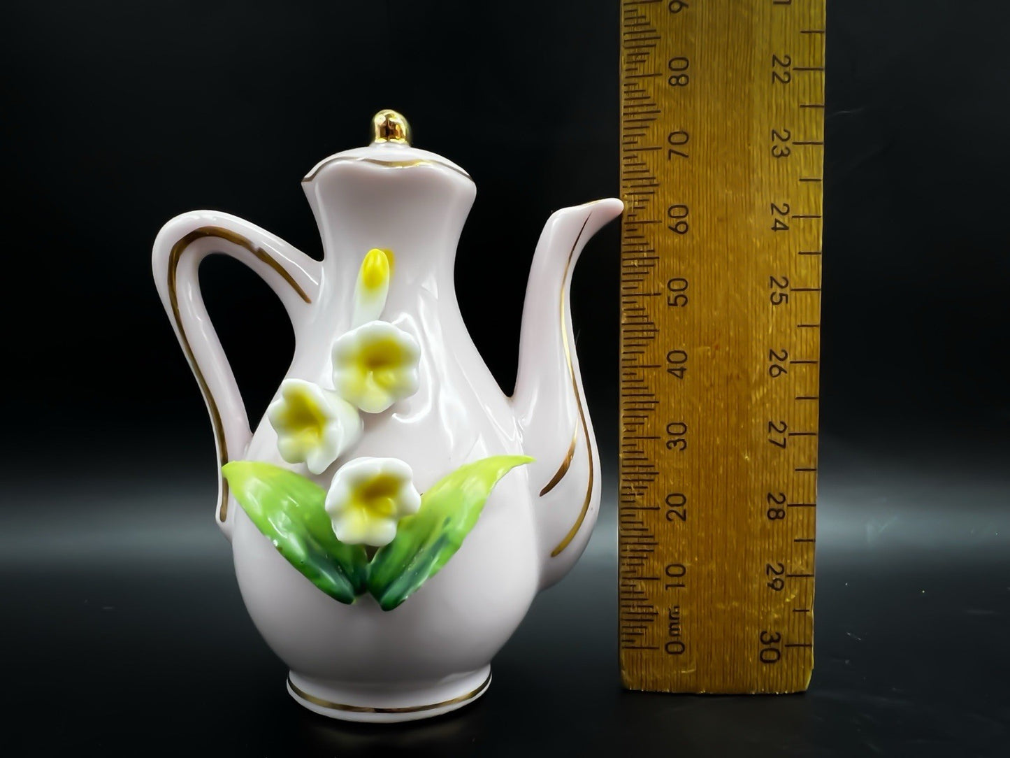 Vintage Japanese Pink Gold Trimmed Tea Pot Salt Pepper Shakers Floral Porcelain