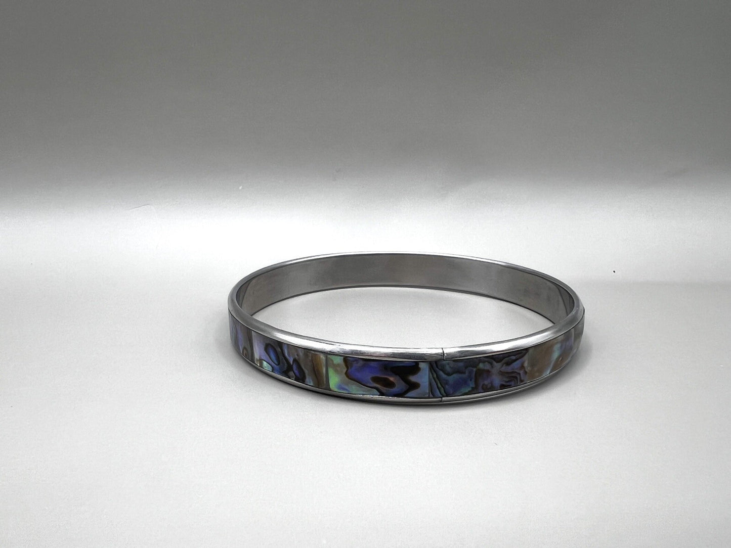 Abalone Jewellery Set Metal Bangle And Vivid  Stud Earrings, Coastal Accessories