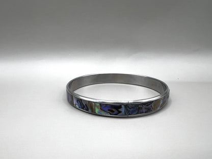 Abalone Jewellery Set Metal Bangle And Vivid  Stud Earrings, Coastal Accessories