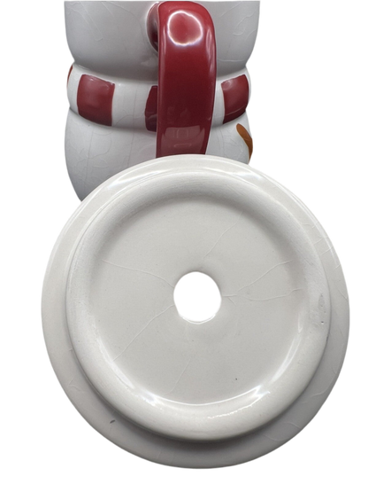 Novelty Ceramic Snowman Mug with Lid and Steam Holes