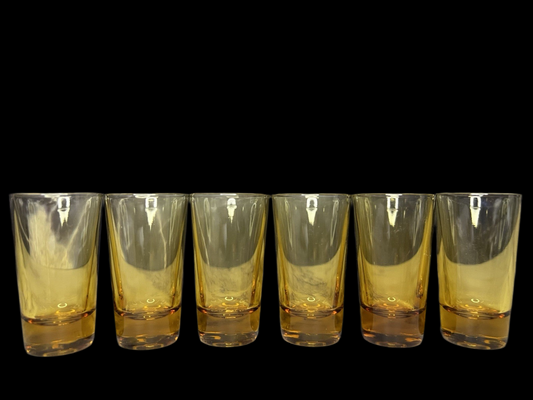 Set of 6 Retro Mid Century Amber Shot Glasses