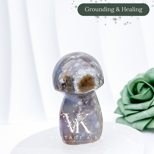 Jasper Mushroom Carving #2 | 139g x 7cm